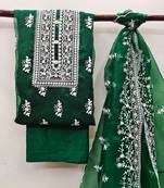 Green embroidered organza salwar