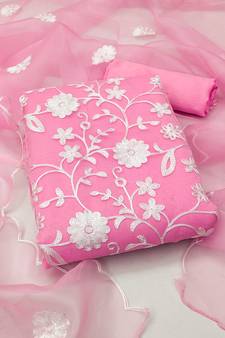 Baby-pink embroidered organza salwar