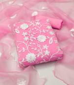 Baby-pink embroidered organza salwar
