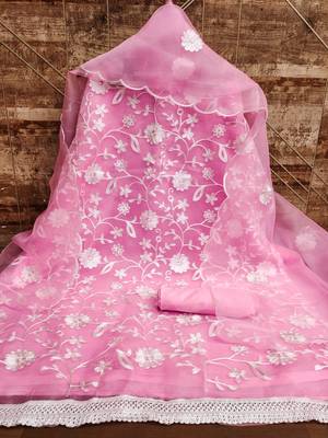 Baby-pink embroidered organza salwar 3