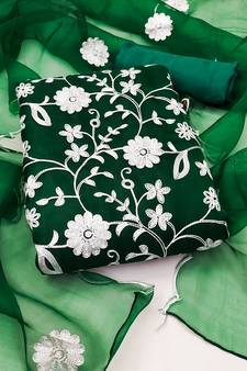 Green embroidered organza salwar