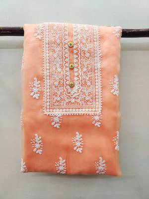 Peach embroidered organza salwar 2