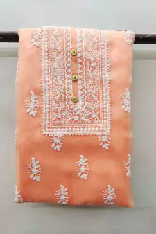 Peach embroidered organza salwar