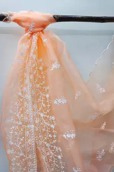 Peach embroidered organza salwar