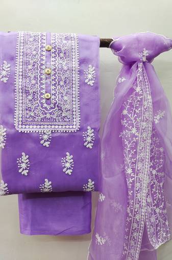 Purple embroidered organza salwar