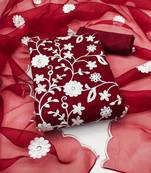 Maroon embroidered organza salwar