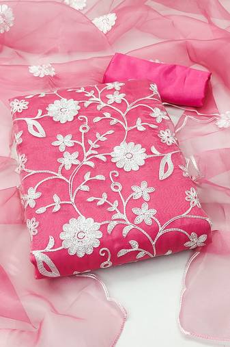 Pink embroidered organza salwar