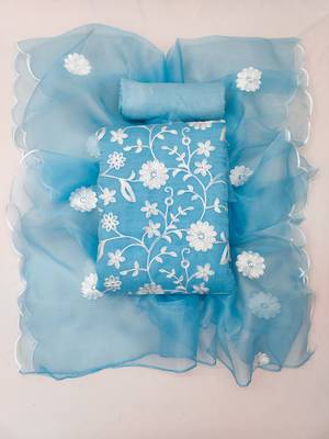 Sky-blue embroidered organza salwar 4