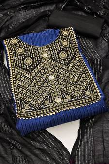 Blue embroidered chanderi salwar