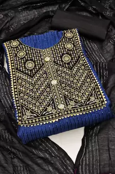 Blue embroidered chanderi salwar