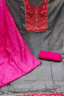 Grey embroidered chanderi salwar