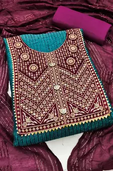 Blue embroidered chanderi salwar