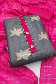 Grey embroidered organza salwar