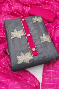 Grey embroidered organza salwar