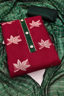 Maroon embroidered organza salwar