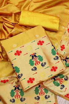Yellow woven taffeta salwar