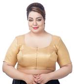 Neckbook Stunning Gold Brocade Elbow Sleeve Readymade Saree Blouse - Plus Size Delight