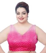 Neckbook Shimmering Elegance: Plus Size Sequin V-Neck Silk Sleeveless Saree Blouse in Pink