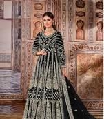Black thread embroidery net salwar
