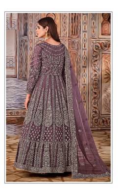 Light-purple thread embroidery net salwar 2
