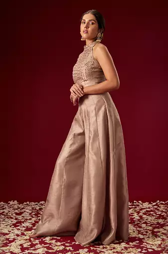 MAUVE EMBROIDERED JUMPSUIT