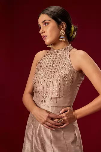 MAUVE EMBROIDERED JUMPSUIT