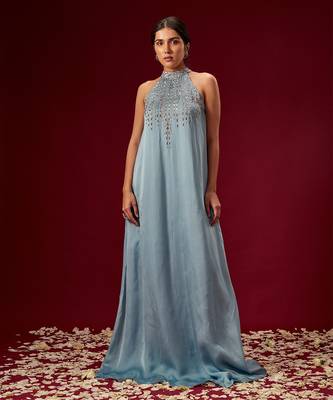 LILAC BLUE TRAPEZE GOWN 1