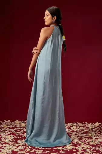 LILAC BLUE TRAPEZE GOWN