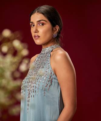 LILAC BLUE TRAPEZE GOWN 4