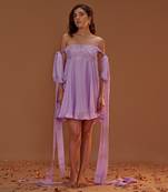 LILAC TIE UP SHORT DRESS