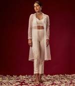 WHITE PANT SET WITH ORGANZA JACKET