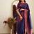 Navy Blue Woven Art Silk Saree With Blouse Piece