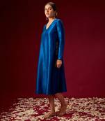 BLUE KURTA WITH EMBELLISHED POCKETS