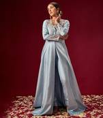 LILAC BLUE EMBROIDERED JACKET WITH PANTS