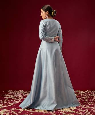 LILAC BLUE EMBROIDERED JACKET WITH PANTS 3