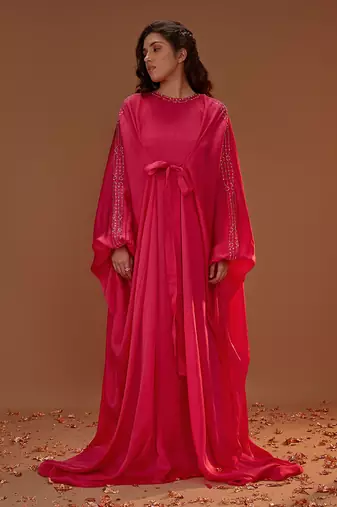 HOT PINK TIE UP KAFTAN