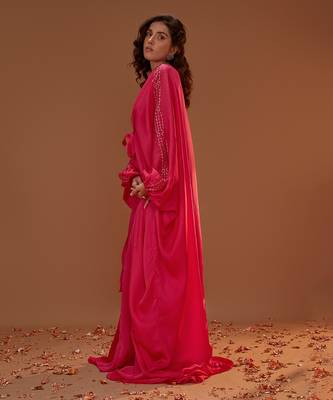 HOT PINK TIE UP KAFTAN 3
