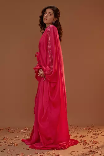 HOT PINK TIE UP KAFTAN