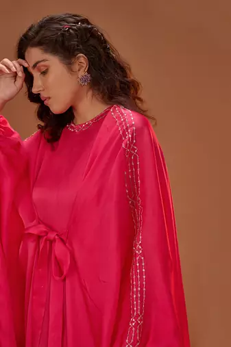 HOT PINK TIE UP KAFTAN