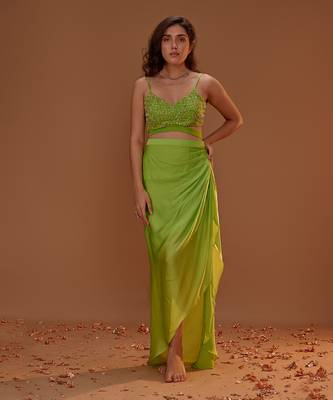 GREEN DHOTI WITH BUSTIER 1