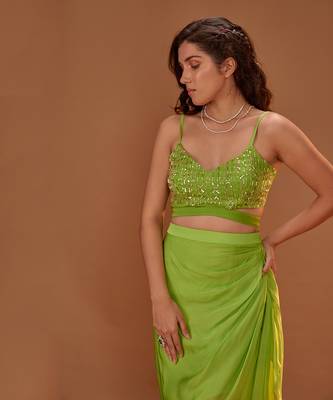 GREEN DHOTI WITH BUSTIER 4