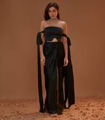 BOTTLE GREEN BUSTIER WITH DHOTI