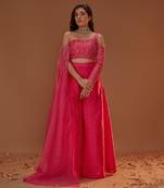 HOT PINK PALAZO WITH DRAPED CROP TOP