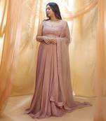 Rose gold anarkali with dupata