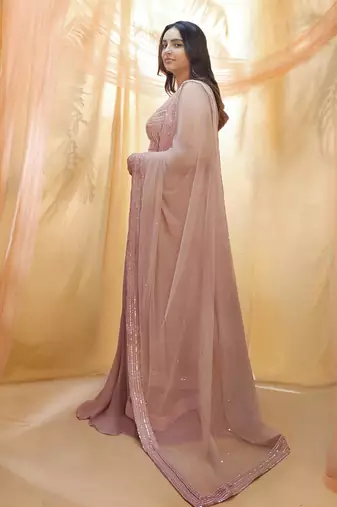 Rose gold anarkali with dupata