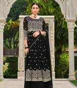 Black embroidered georgette salwar kameez