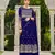 Navy-blue embroidered georgette salwar kameez