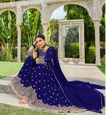 Navy-blue embroidered georgette salwar kameez 2