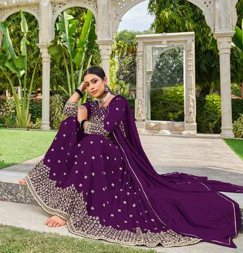 Purple embroidered georgette salwar kameez 2