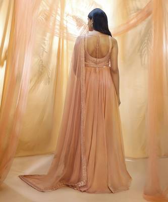 Peach anarkali with dupata 3